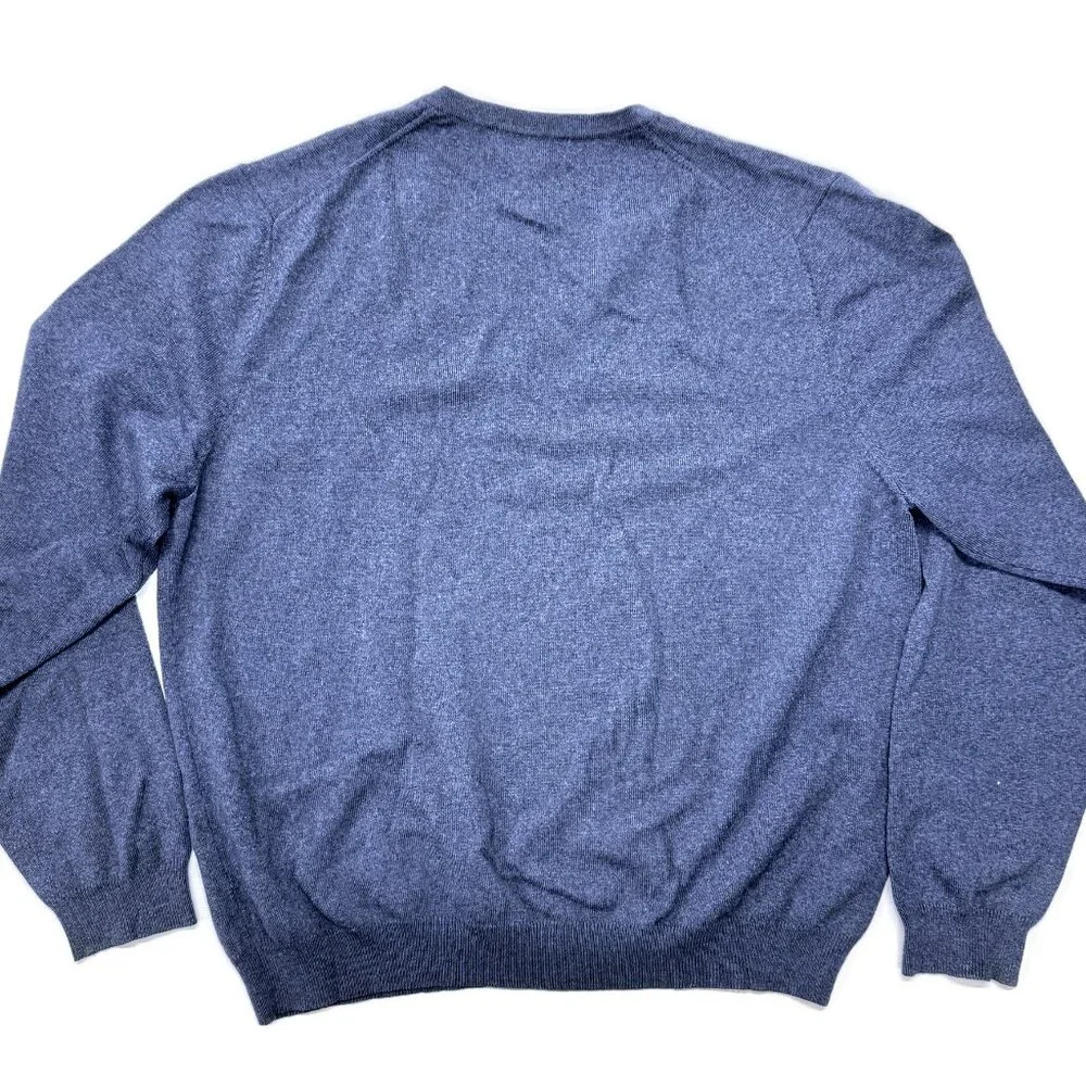 Brooks Brothers Sweater Mens Large Blue V-Neck‎ Merino Wool Stretch Pullover